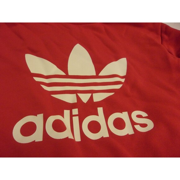 Adidas Red Sweatshirt Size Medium Logo Cotton Blend Women - Picture 4 of 5